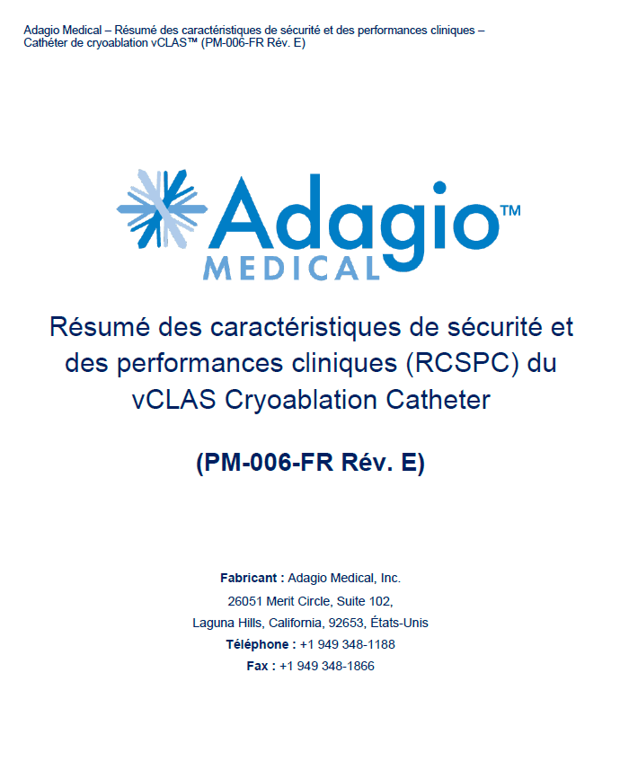 SSCP for vCLAS cryoablation catheter, French edition