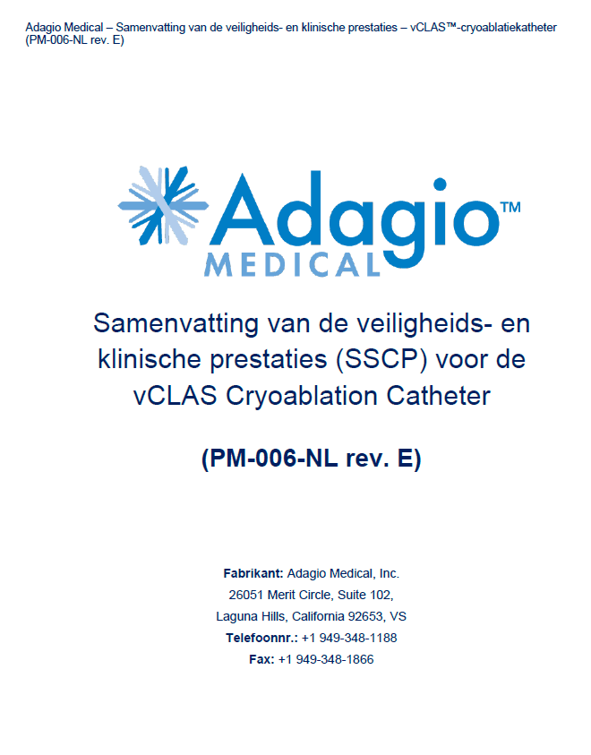 SSCP for vCLAS cryoablation catheter, Dutch edition